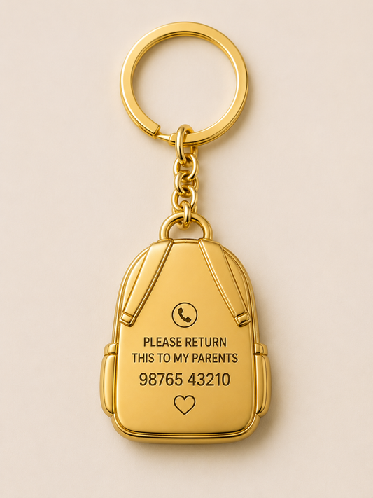 Personalised Bag Keychain with Parent's Phone Number