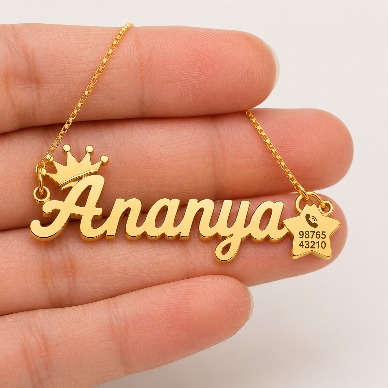 Personalized Name Necklace for Girls with Parents’ Contact Number