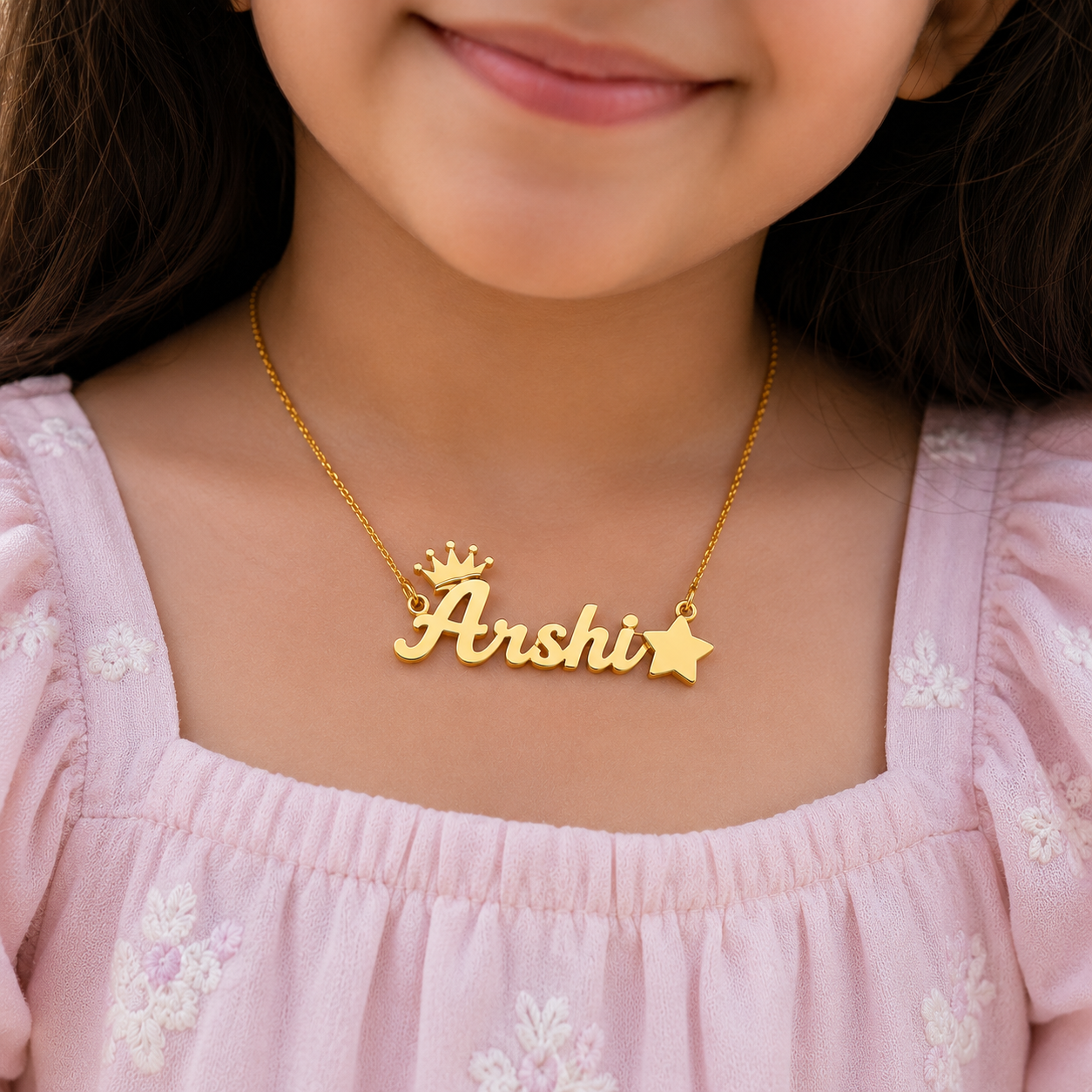 Personalized Name Necklace for Girls with Parents’ Contact Number